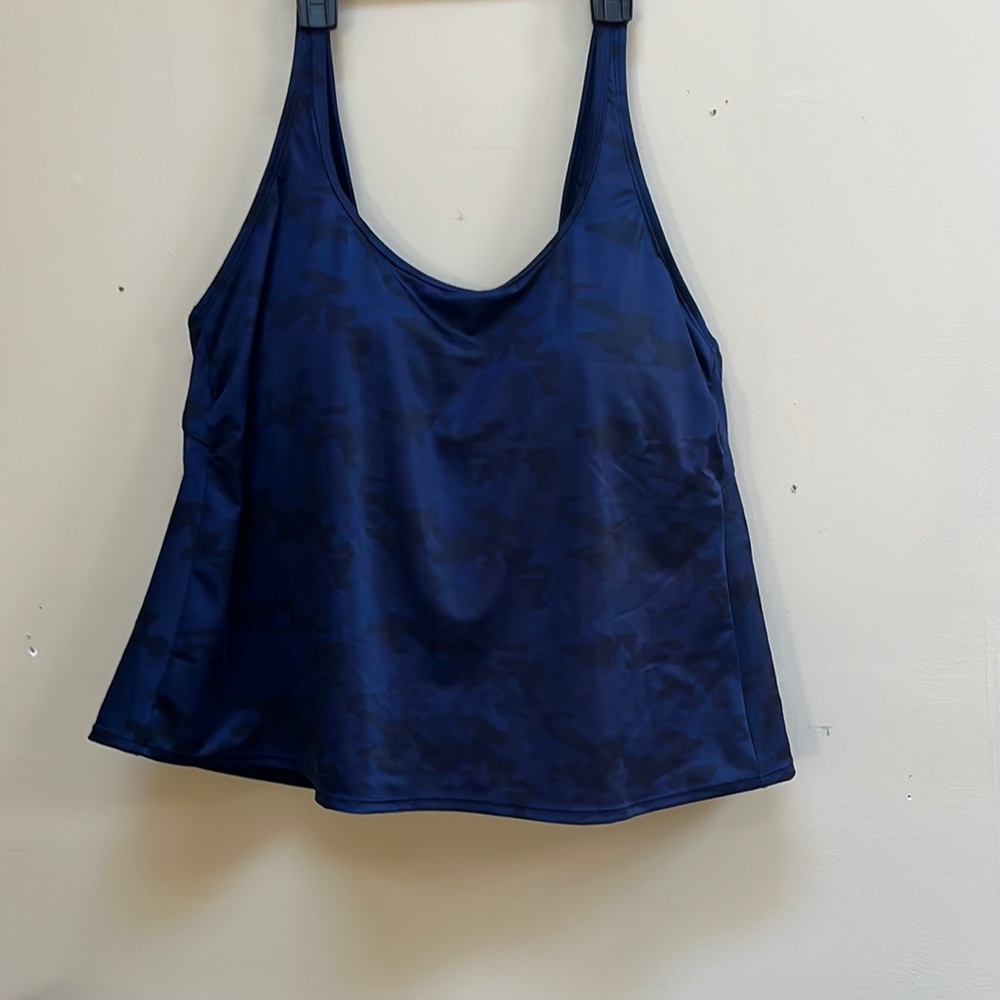 All in Motion Swimwear 20W NWT NavyTop Only. Camouflage Print